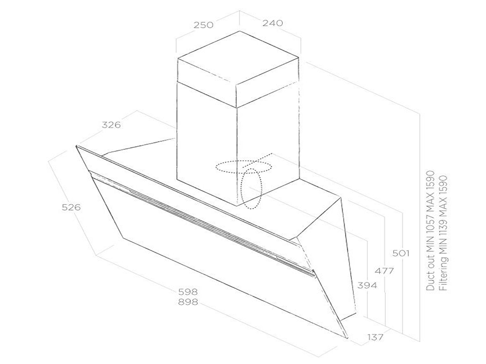 Máy hút mùi áp tường Elica STRIPE URBAN ZINC/A/90 - Hàng chính hãng