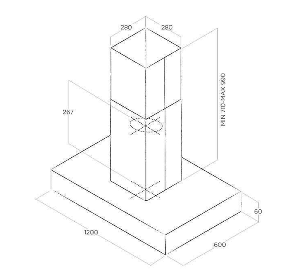 Máy hút mùi áp tường Elica TOP ISLAND IXBL/A/120 - Hàng chính hãng