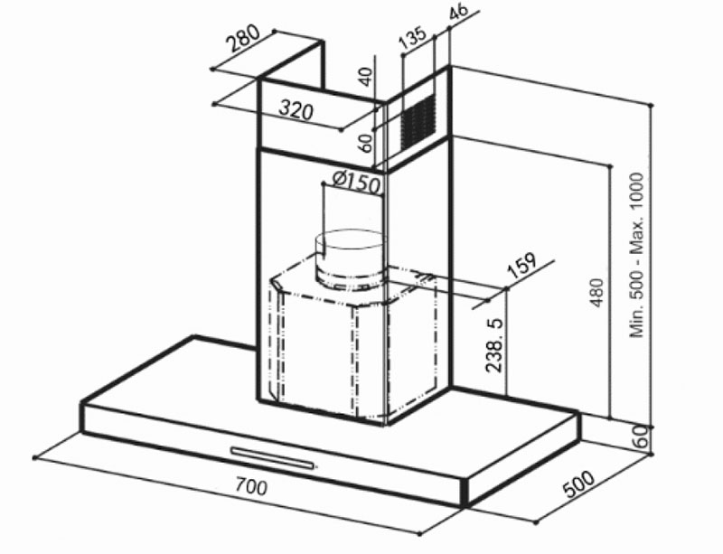 Máy hút mùi gắn tường Faber LUCY A70 - Hàng chính hãng