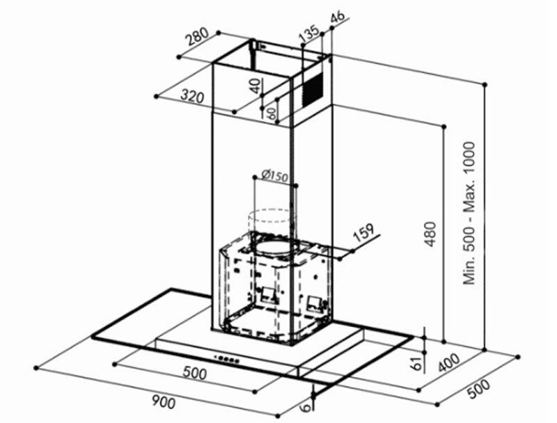Máy hút mùi gắn tường Faber NICE BL-A90 - Hàng chính hãng