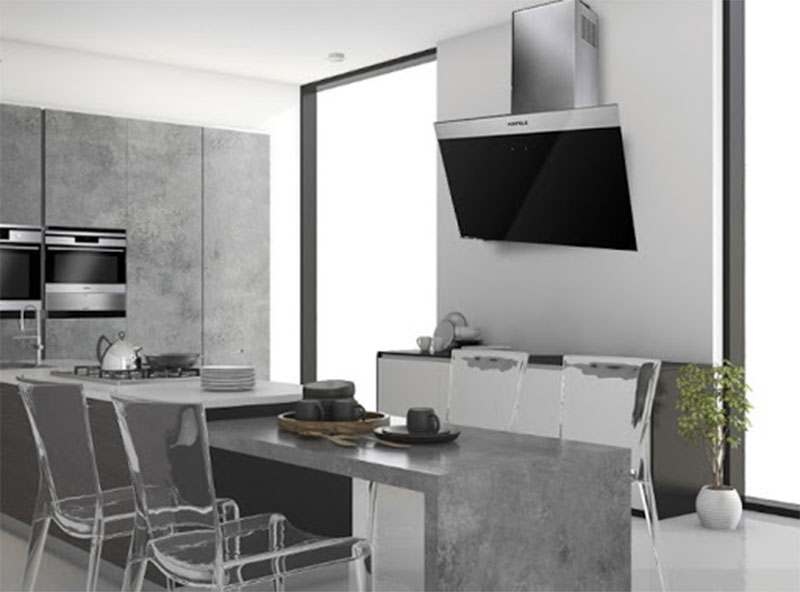 Thiết kế gắn tường sang trọng của máy hút mùi gắn tường Häfele HH-WVG90C/533.89.013