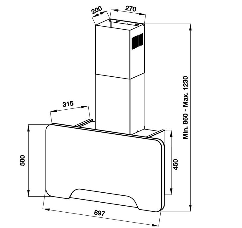 Máy hút mùi gắn tường Häfele HH-WVGS90A/533.80.203 - Hàng chính hãng