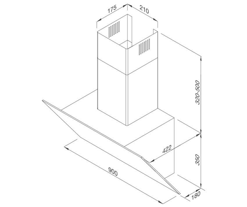 Kích thước của máy hút mùi gắn tường Malloca Vita V-13 GRES