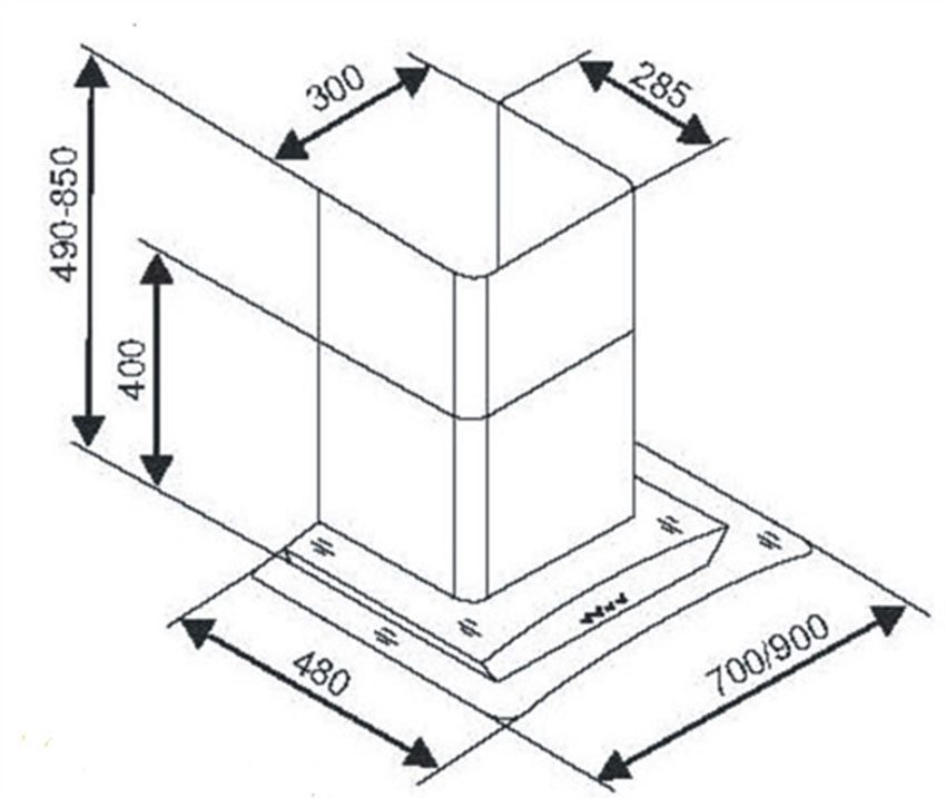 Kích thước của máy hút mùi gắn tường Sevilla SV-170