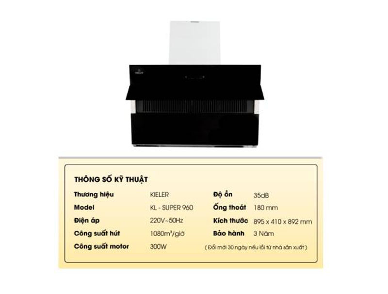 Máy hút khói khử mùi Kieler KL-SUPER 960 - Hàng chính hãng