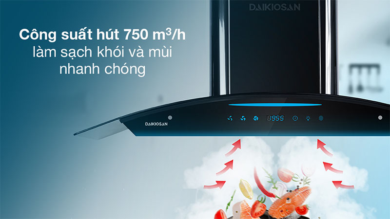 Công suất của Máy hút mùi kính cong Daikiosan DKH-000001