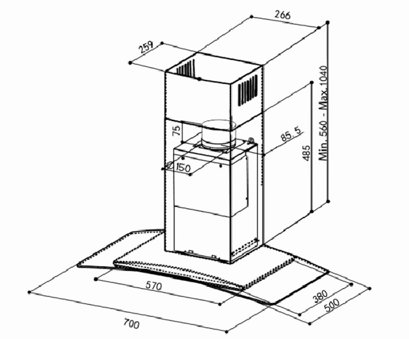 Máy hút mùi kính cong Faber TRATTO-BL-A70 - Hàng chính hãng