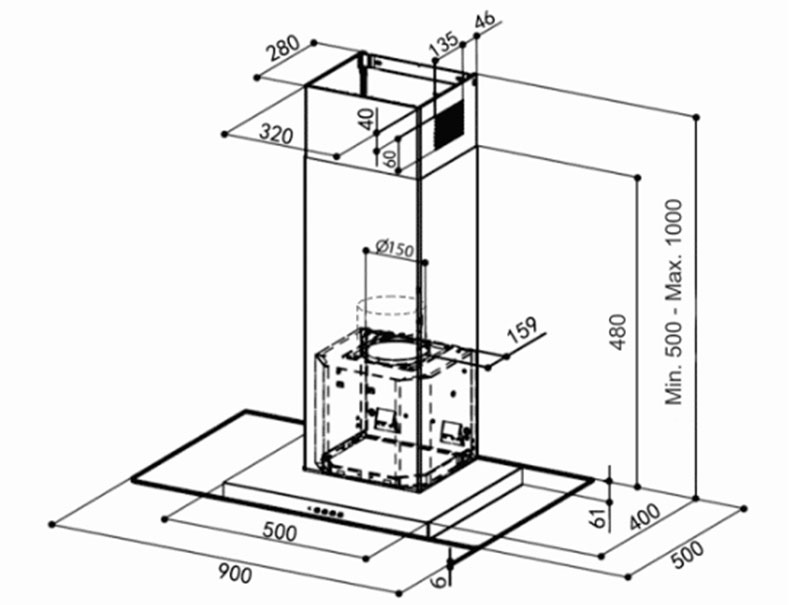 Máy hút mùi kính cong Faber TRATTO-BL-A90 - Hàng chính hãng