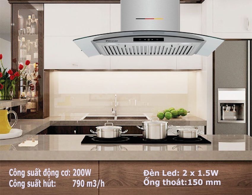 Máy hút mùi kính cong Zemmer G01P1 - Hàng chính hãng