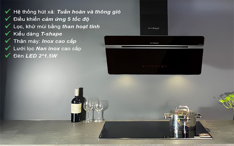 Máy hút mùi kính vát Eurosun EH-70CN73 - Hàng chính hãng