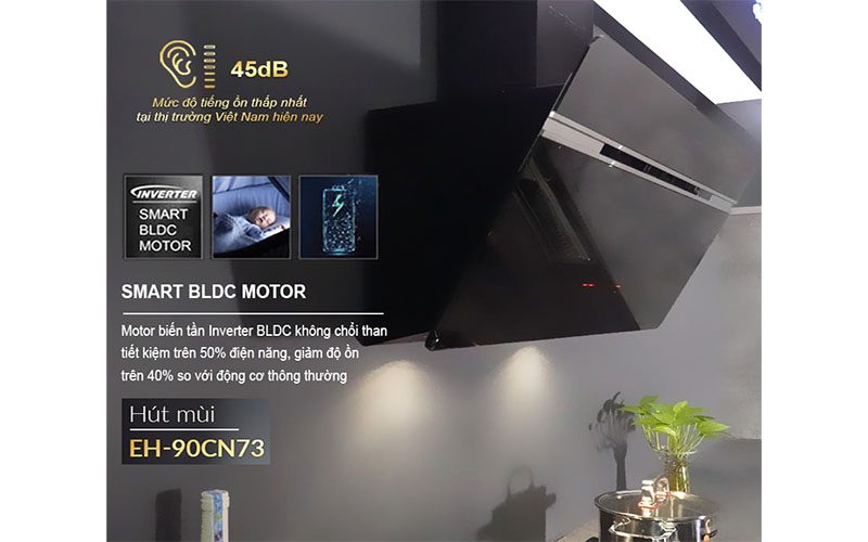 Máy hút mùi kính vát Eurosun EH-90CN73 - Hàng chính hãng