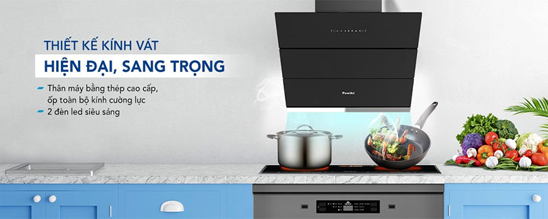 Máy hút mùi kính vát Funiki HKH9688 - Hàng chính hãng