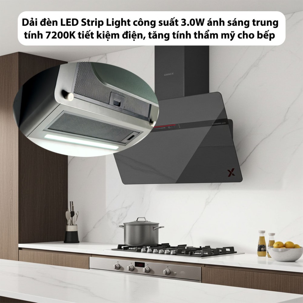 Máy hút mùi kính vát GrandX GX-H90S86G - Hàng chính hãng