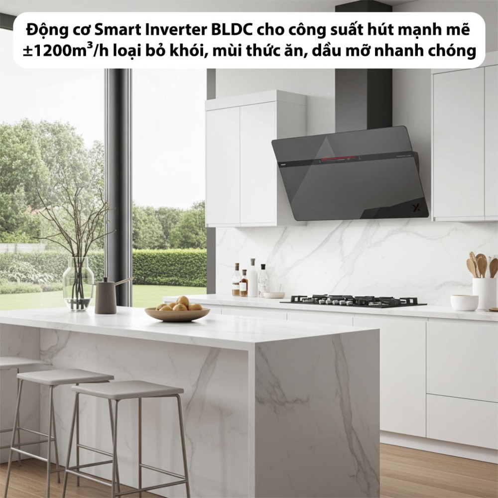 Máy hút mùi kính vát GrandX GX-H90S86G - Hàng chính hãng