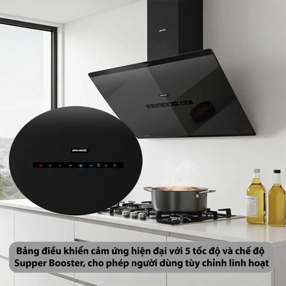 Máy hút mùi kính vát GrandX GX-H90S87B - Hàng chính hãng