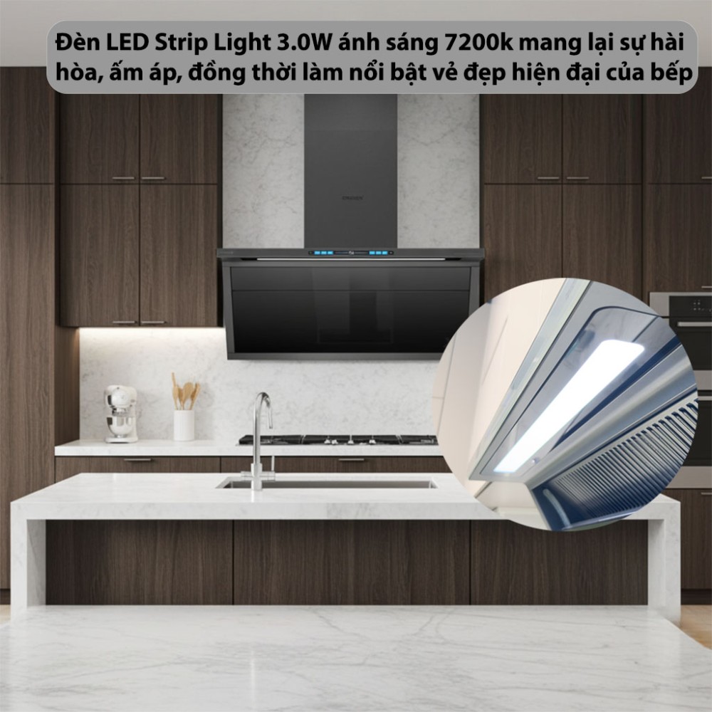 Máy hút mùi kính vát GrandX GX-H90T88G - Hàng chính hãng