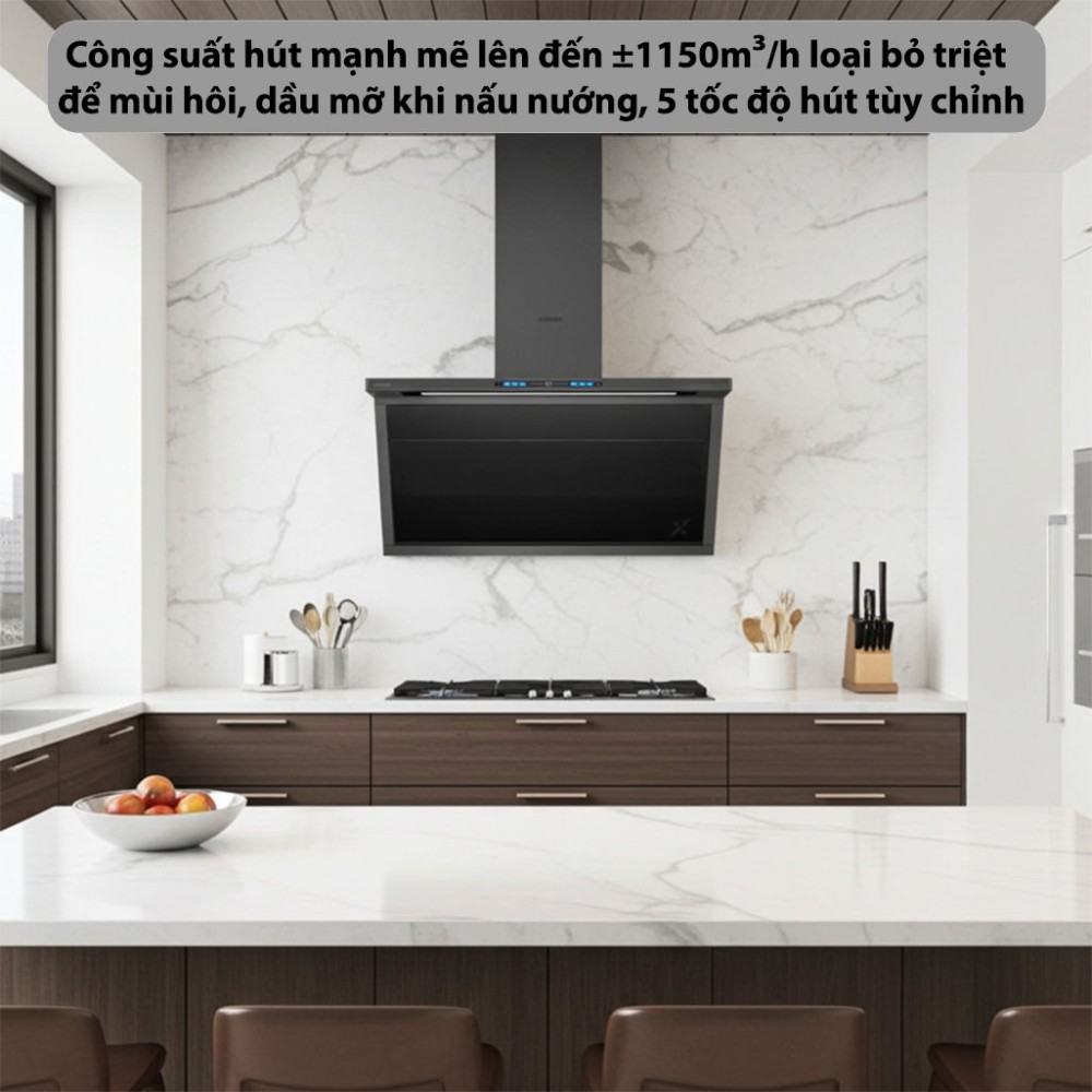 Máy hút mùi kính vát GrandX GX-H90T88G - Hàng chính hãng