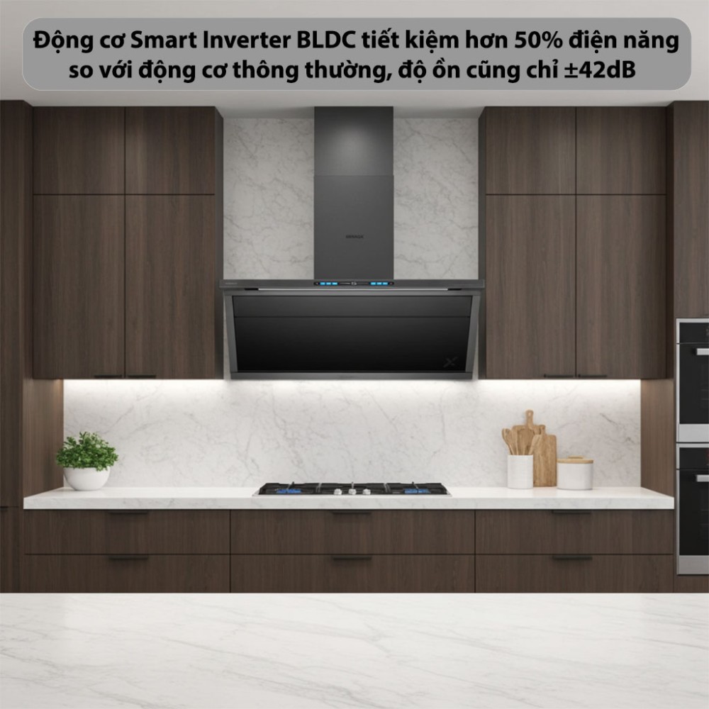 Máy hút mùi kính vát GrandX GX-H90T88G - Hàng chính hãng