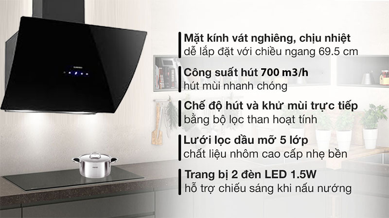 Máy hút mùi kính vát Klarstein Annabelle 60