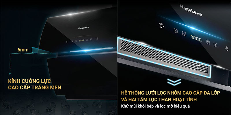 Máy hút mùi kính vát Nagakawa NAG1854-70VM - Hàng chính hãng