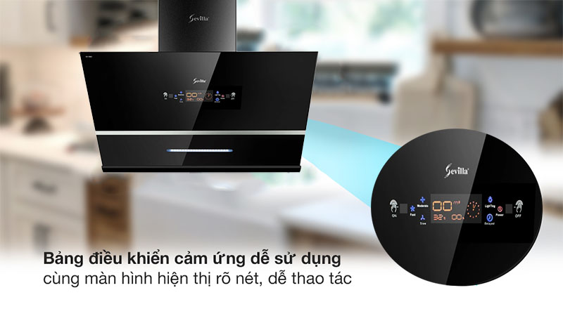 Bảng điều khiển của Máy hút mùi kính vát Sevilla SV-70K3