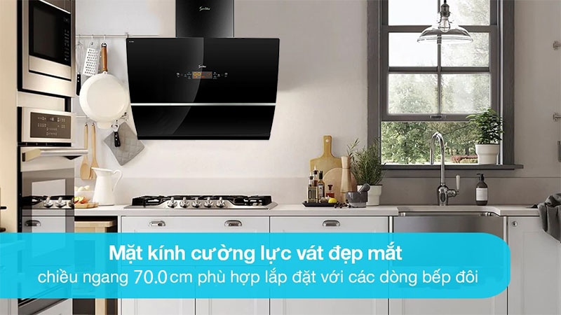 Thiết kế mặt kính của Máy hút mùi kính vát Sevilla SV-70K4