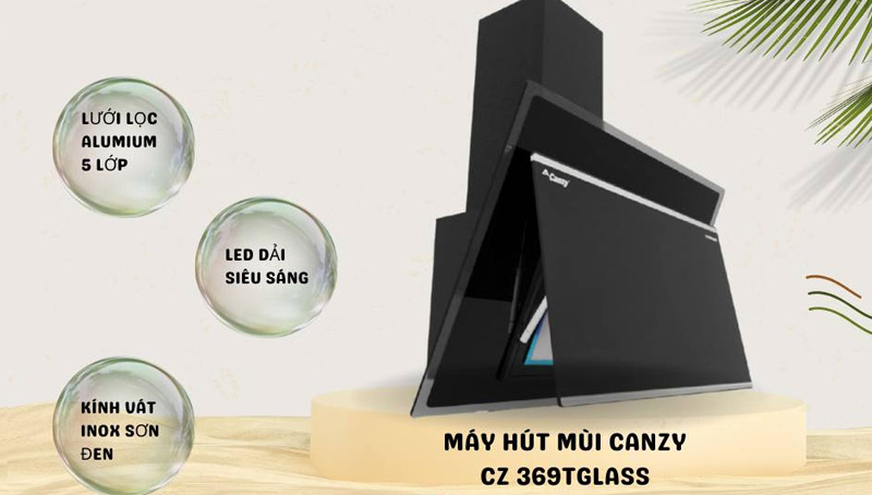 Máy hút mùi kính vát Canzy CZ-369T GLASS - Hàng chính hãng