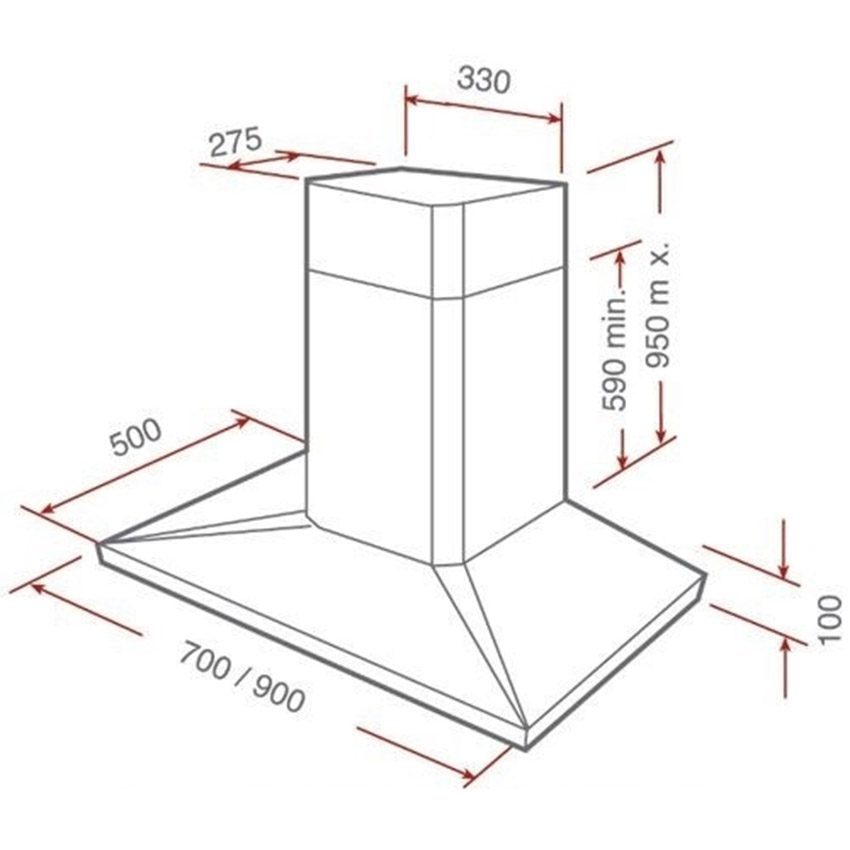 Kích thước của máy hút mùi ốc đảo Teka DS-ISLA