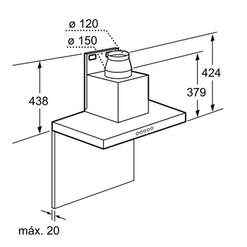 Kích thước của máy hút mùi ống khói Bosch DWB07D650 