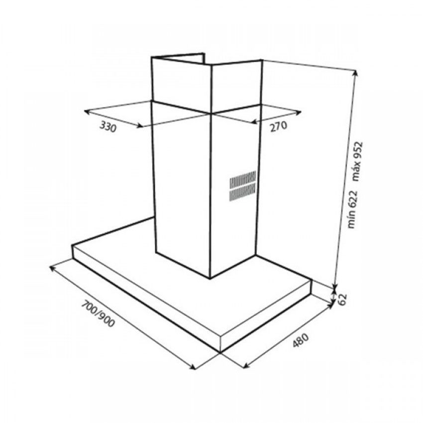 Kích thước của máy hút mùi ống khói Teka DJE-70