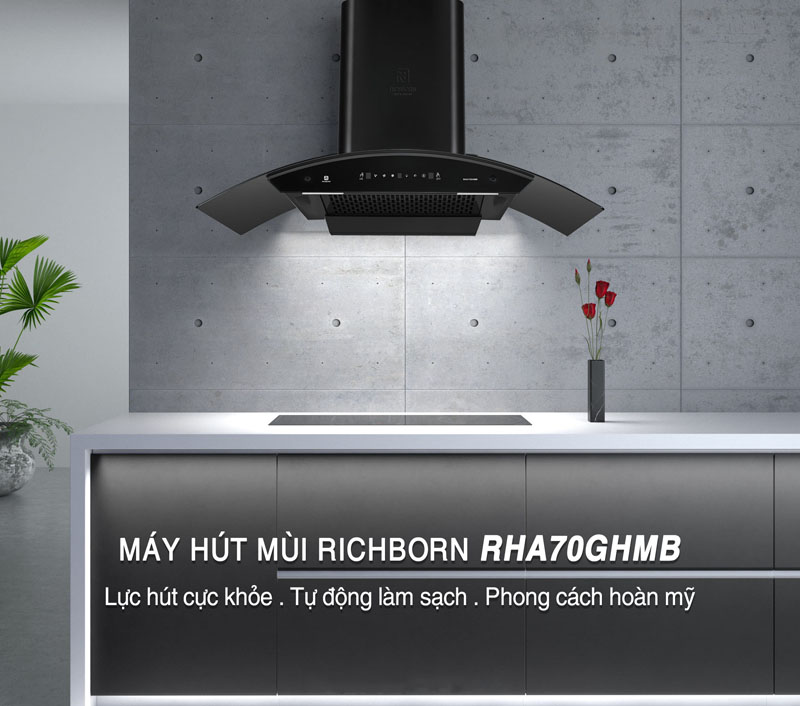 Máy hút mùi kính cong Richborn RHA70GHMB - Hàng chính hãng