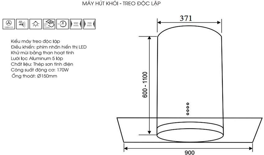 Máy hút mùi treo độc lập Faster 2288 Luxury - Hàng chính hãng
