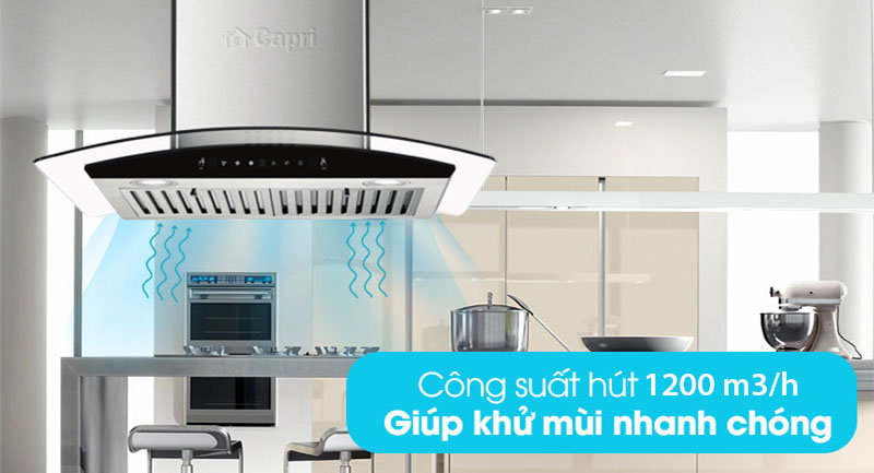 Công suất hút của Máy hút mùi tum kính Capri CR-777H-7T