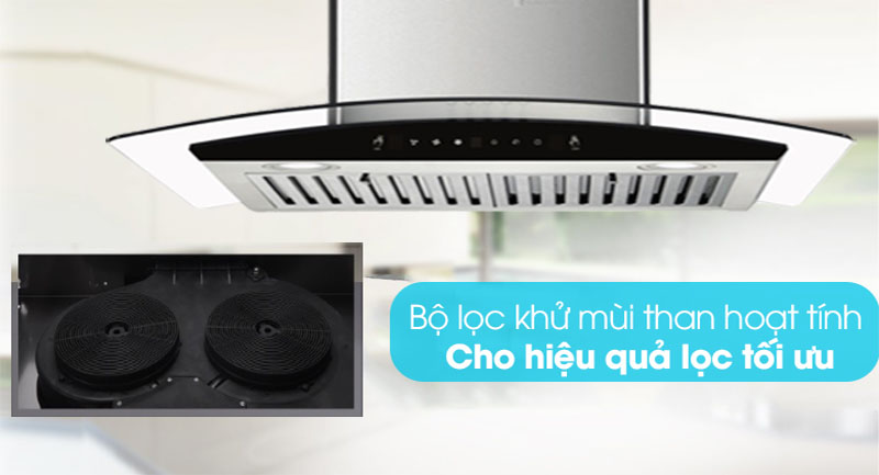 Bộ lọc than hoạt tính của Máy hút mùi tum kính Capri CR-777H-7T