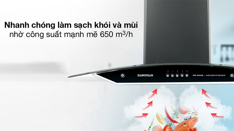 Công suất hút của Máy hút mùi tum kính Daikiosan DKH-000008