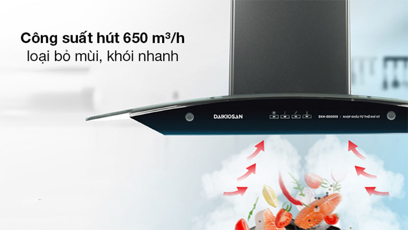 Công suất hút của Máy hút mùi tum kính Daikiosan DKH-000009
