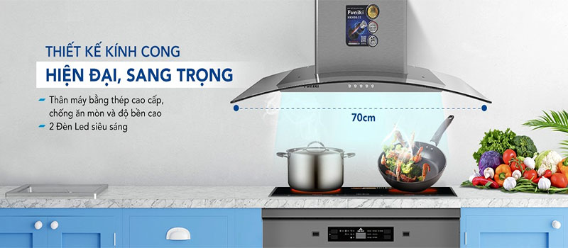 Máy hút mùi kính cong Funiki HKH9655 - Hàng chính hãng