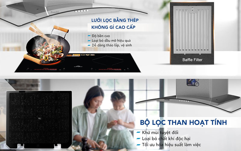 Máy hút mùi kính cong Funiki HKH9655 - Hàng chính hãng