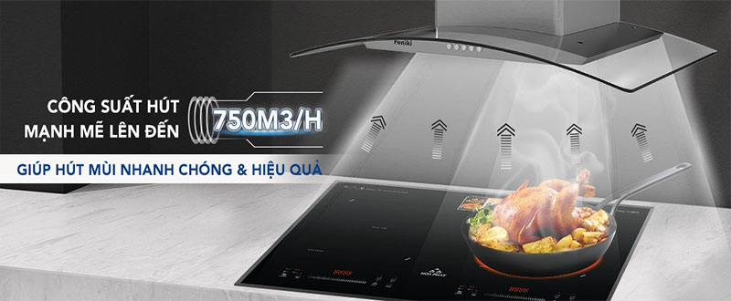 Máy hút mùi kính cong Funiki HKH9655 - Hàng chính hãng