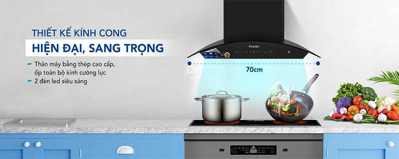Thiết kế của Máy hút mùi kính cong Funiki HKH9663