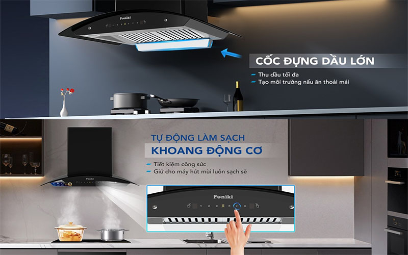 Thiết kế của Máy hút mùi kính cong Funiki HKH9663
