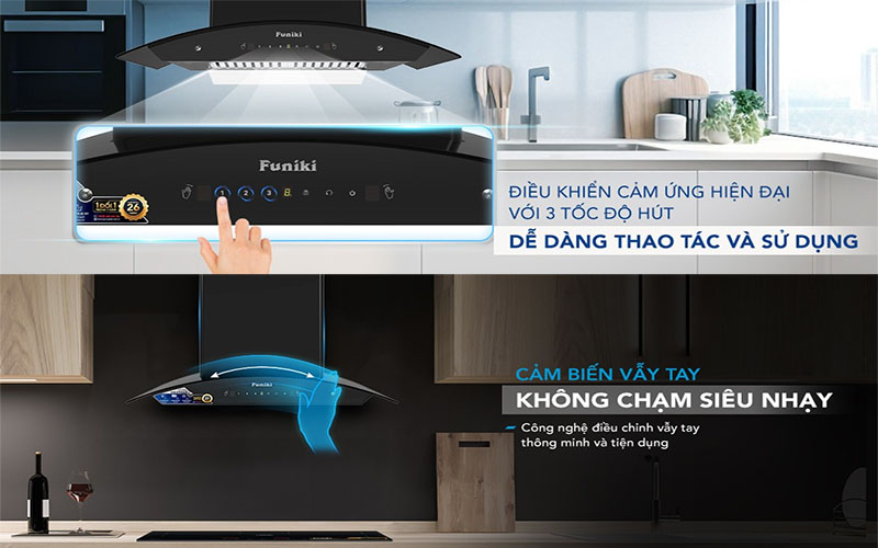 Điều khiển của Máy hút mùi kính cong Funiki HKH9663