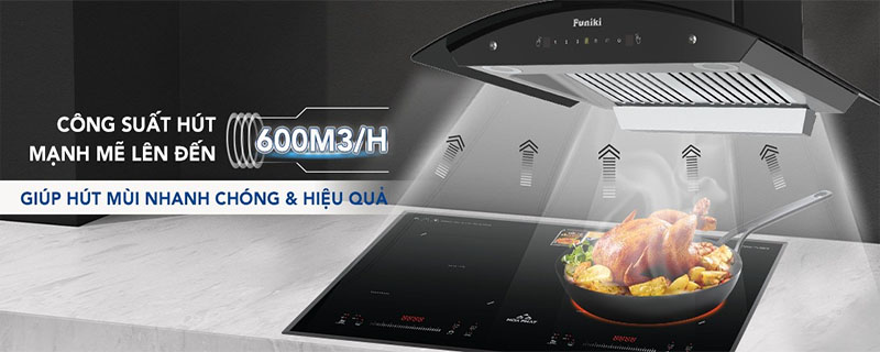 Công suất hút của Máy hút mùi kính cong Funiki HKH9663