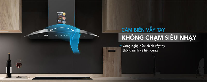 Điều khiển cảm biến của Máy hút mùi kính cong Funiki HKH9665
