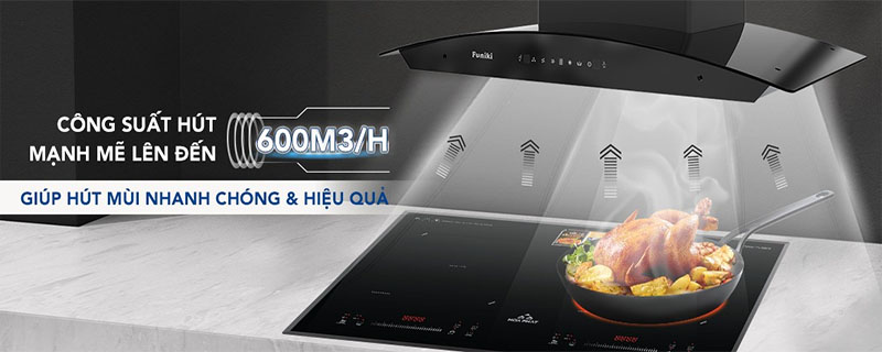 Công suất hút của Máy hút mùi kính cong Funiki HKH9665