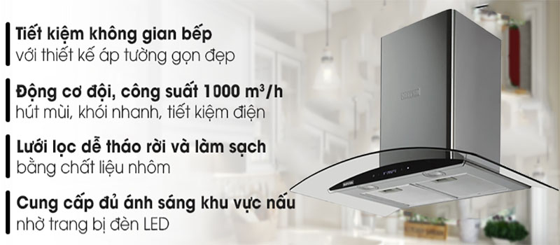 Máy hút mùi tum kính Giovani GH-7501EG - Hàng chính hãng