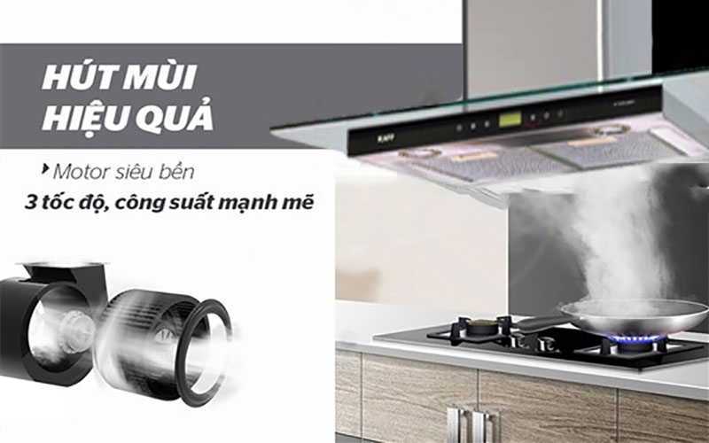 Máy hút mùi tum kính Kaff KF-90RH - Hàng chính hãng