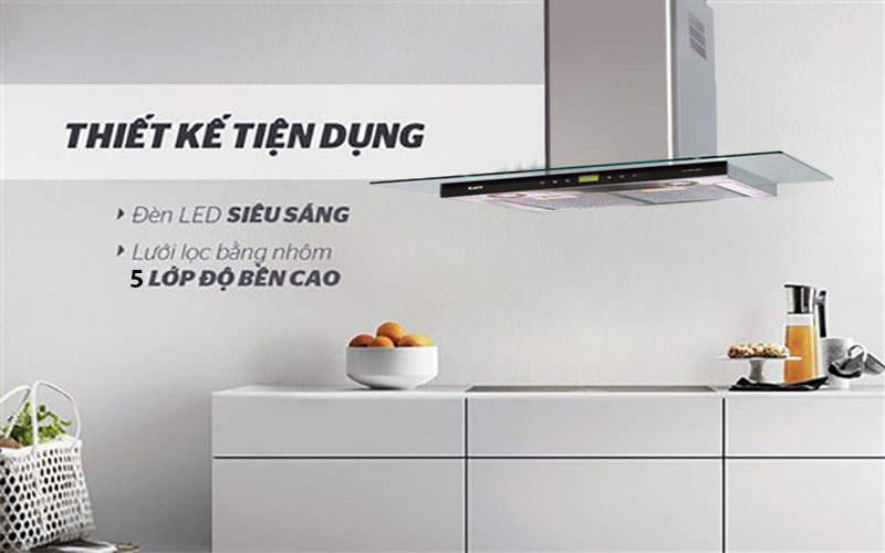 Máy hút mùi tum kính Kaff KF-90RH - Hàng chính hãng