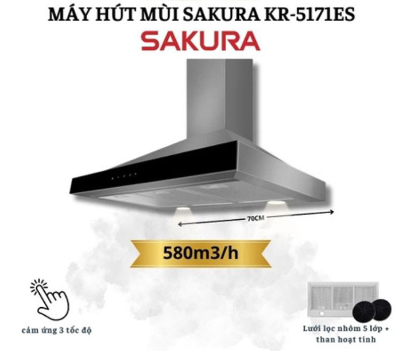 Máy hút mùi gắn tường Sakura KR-5171ES - Hàng chính hãng