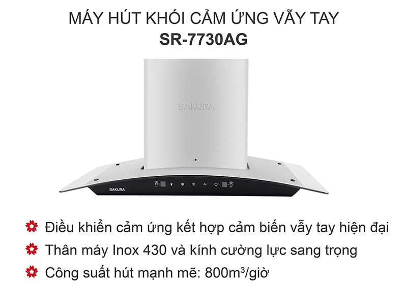 Máy hút khói khử mùi Sakura SR-7730AG - Hàng chính hãng